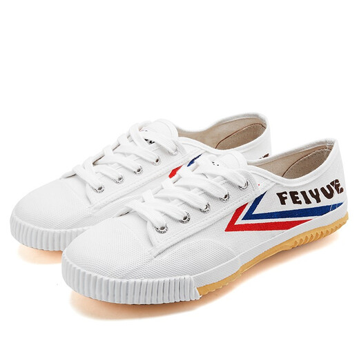 Feiyue official canvas shoes men's shoes summer breathable women's shoes Shaolin soul track and field jogging shoes couple casual sports shoes men classic white red blue 37 one size larger