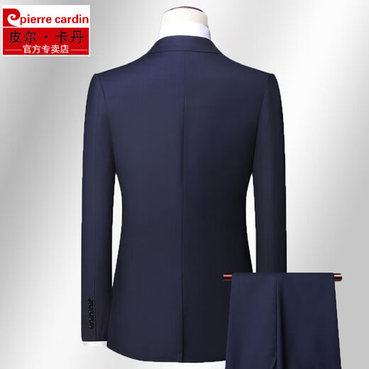 Pierre Cardin counter wool suit suit men's slim fit suit groom's casual professional formal wear spring and autumn men's navy blue P no slits no gifts L 175 yards 135 Jin Jin equals 0.5 kg within