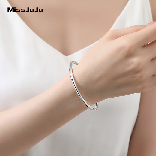Miss JuJu platinum bracelet women's glossy pt950 platinum ring bracelet semi-solid PT950 inner diameter 60mm weight 9.91 grams thick 2.8mm