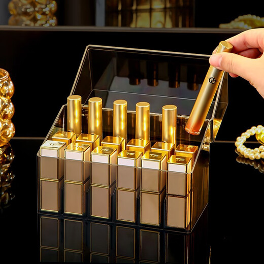 KAMAN lipstick storage box dust-proof Internet celebrity desktop cosmetics box with lid multi-grid lip glaze lipstick rack 18-grid heightening dust-proof