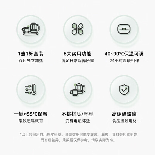 Bear health pot, mini kettle, tea maker, teapot, flower teapot, electric kettle, multi-function thermostatic kettle, heating and thermal insulation coaster combination set, official direct-selling health pot set YSH-P08G7 1.1L