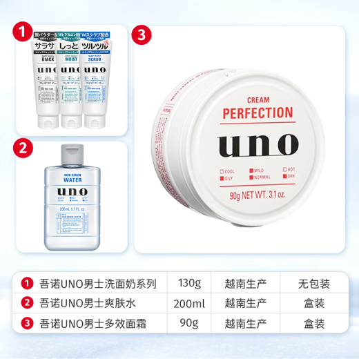 UNO Japanese men's moisturizing skin care products multi-effect five-in-one face cream blue multi-effect UV protection cream 80g