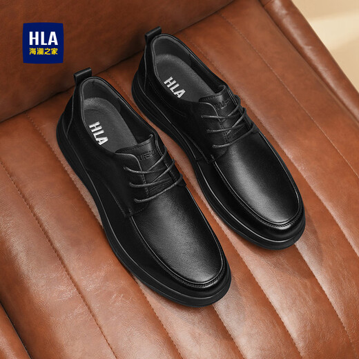 Hai Lan House HLA leather shoes men's first layer cowhide classic business formal casual leather shoes men T064 black 40