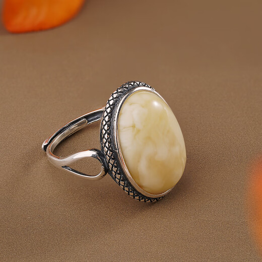 Potala Palace beeswax ring 925 silver ring for men and women Tibetan ethnic style egg face live ring adjustable beeswax ring
