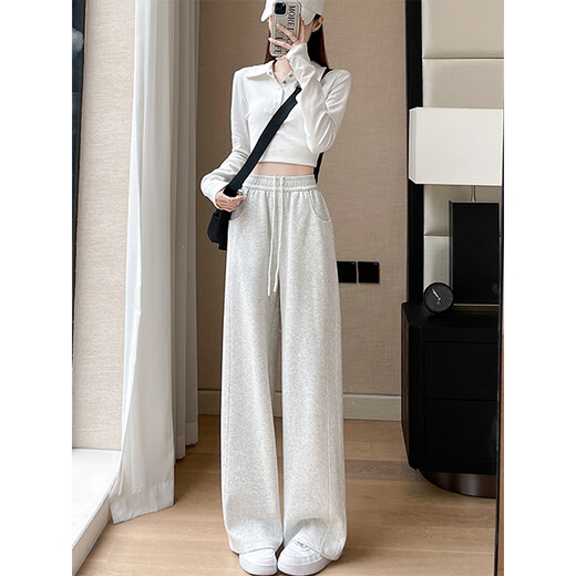 
Cotton-made velvet thickened slim and narrow version sports pants for women in autumn and winter new high-waist loose straight-leg casual pants for women. 844 black small person [30.5] S 85-100Jin [Jin equals 0.5 kg]