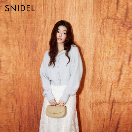 SNIDEL2025 new autumn and winter two-wear front and rear imitation pearl rhinestone V-neck sweater top SWNT254310 Pink One Size (F)