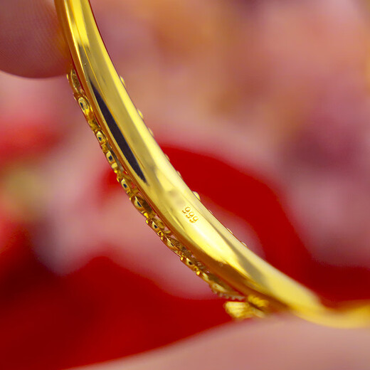 Qianjun Jewelry 18K women's peacock bracelet gold push-pull adjustable ancient bracelet peacock push-pull bracelet