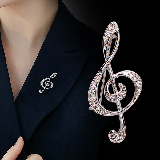 Ting white musical note brooch for women, new high-end corsage for clothes, suit pins, accessories, male birthday gift for girlfriend, musical note brooch, rose gold