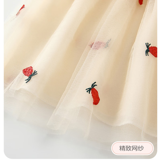 Kim Il Man Girls' Skirt Summer Seersucker Strawberry Dress Princess Beach Skirt 2024 Children's Clothes Summer Thin Short Sleeve Bow Skirt 90 Size 8 Suitable for Height Around 90cm