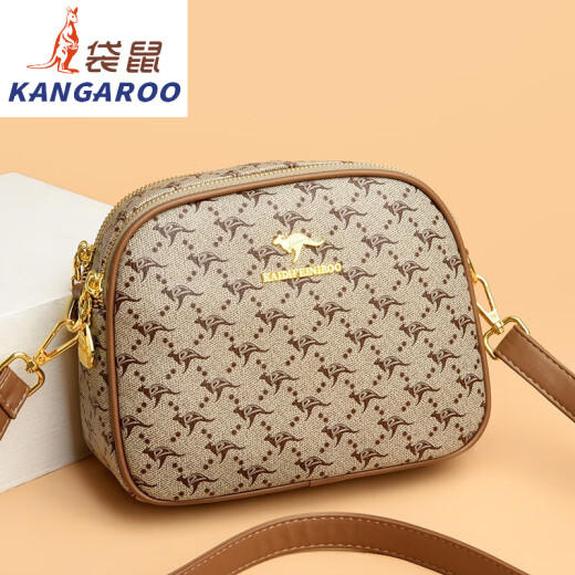 Canguro (canguro) 2025 nuevo bolso para mujeres bolsas de concha de doble cremallera otoño e invierno bolso de cuerpo cruzado de cuerpo de doble capa