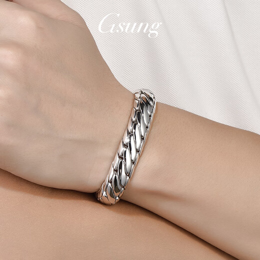 GsunG platinum men's bracelet PT950 riding whip bracelet new style solid platinum bracelet men's glossy large style priced by the gram