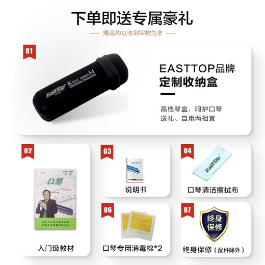 东方鼎（EAST TOP）半音阶口琴12孔48音初学金色梦想者T12-48K 