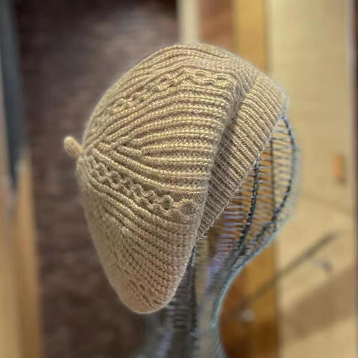 Bijinger beret autumn and winter new Japanese knitted women's spring and autumn casual Korean style Western-style octagonal hat retro milky white-wool beret solid color M (56-58cm)