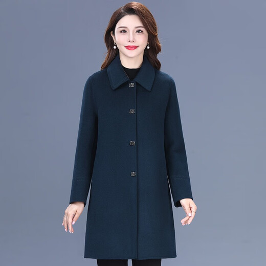 Missdaling middle-aged noble lady wool coat women's mid-length spring, autumn and winter new temperament mother's wear double-sided velvet coat burgundy XL