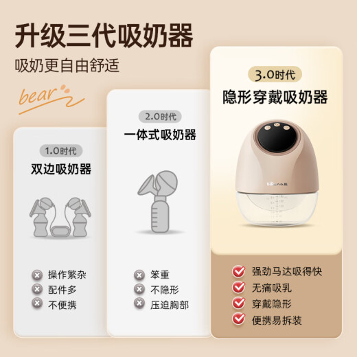 Bear Breast Pump Wearable Electric Frequency Converter Breast Pump Painless High Suction Breast Pump XNQ-D05R5