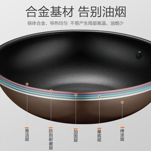 SUPOR pot set, non-stick pot, frying pan, frying pan, milk pot, household three-piece set, universal for gas induction cooker, bright brown three-piece set, frying soup + silicone spatula