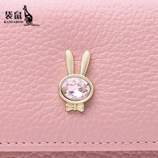 Kangaroo Wallet Jurer en cuir court 2025 Nouveau top cow hide Lady Holding Fashion 3 Fold Hand Grab Coupon Coupon Carte de cartes Pink Rabbit