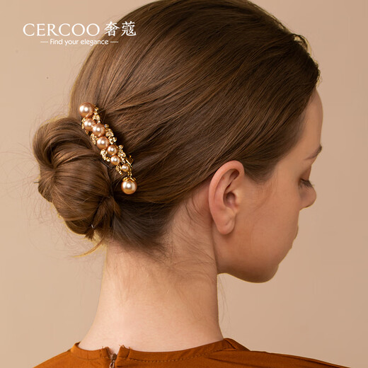 Cercoo Retro Praise Baroque Pearl Hair Clip Rhinestone Top Clip Back of the Head Hair Clip Versatile and High-end Gift for Girlfriend