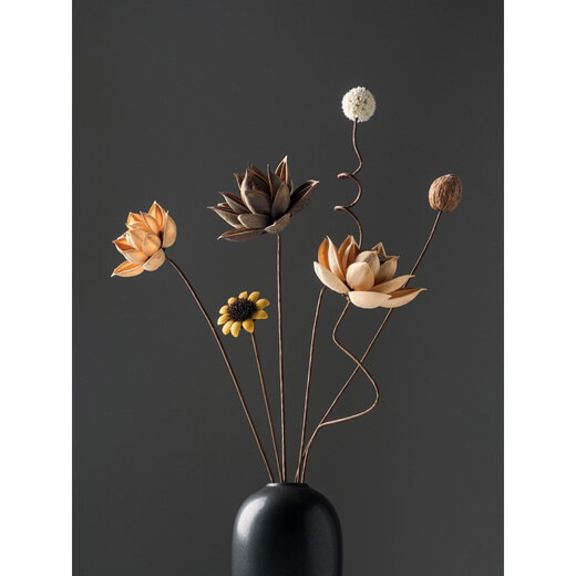 Bouquet of real flowers, decorative ornaments, lotus, air-dried lotus pod, natural lotus root, Zen flower arrangement, Chinese-style living room decoration, dried flower combination 5019, dried flower bag
