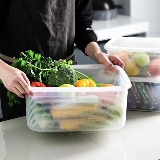 Mimu Kühlschrank Speicherbox Lebensmittelqualität große Kapazität Transparent Aufbewahrungsbox Frisch Aufbewahrungsbox Frischkastenversiegelte Gemüse 1713. gestreifte Frischkasten Große Größe (15,5 l) Box + Deckel