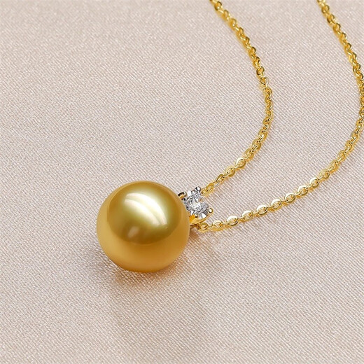 Holy glass oyster pearl pendant necklace S925 sterling silver single gold bead princess female model classic versatile collarbone 10mm white bead model