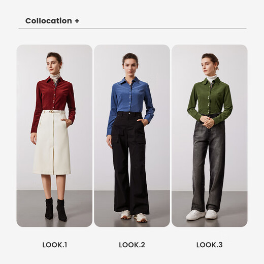 Navikel Italian dinghy women's cotton long-sleeved shirt corduroy slim shirt 2333003506 dark blue XL