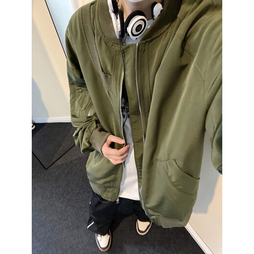 
Commander Bear POU jacket men's spring and autumn short style handsome tops trendy American pilot high street baseball uniform ltt-7374 gray real thing is gray M