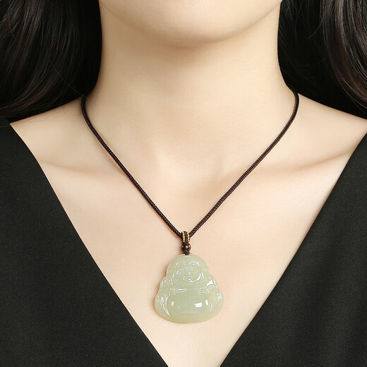 Dragon Emblem Jewelry Hotan Jade Buddha Pendant Female Maitreya Buddha Jade Pendant Jade Pendant Necklace Birthday New Year Gift