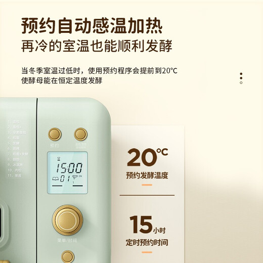 Petrus Bread Machine, Fully Automatic Home Kneading Dough Machine, Reservable Intelligent Fruit Sprinkling Breakfast Toaster, PE8899 Holiday Gift, Light Fir Green (There will be a big surprise upon inquiry)