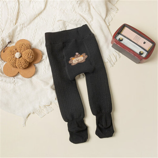Feather duck baby plus velvet thickened big butt PP pantyhose winter baby children 1-2 years old 3 cartoon warm leggings gray 1 piece one size m/80-90cm