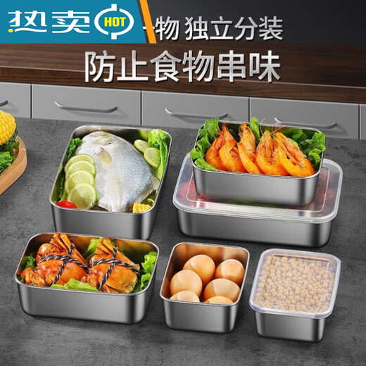 
Stainless steel square plate with lid fresh-keeping box braised dishes thickened square plate neck plate cold dishes flat bottom steamed dishes with lid multi-purpose small extra thick 13559PP lid 1