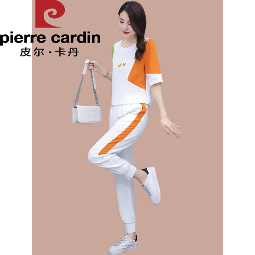 Pier Cardin Ice L Silk Short L Sleeve Casual Pants Juego de mujeres con un nuevo juego de moda casual de lujo de estilo 2024 de verano <684> White M (recomendado 100 Jin [Jin iguala 0.5 kg] o menos)