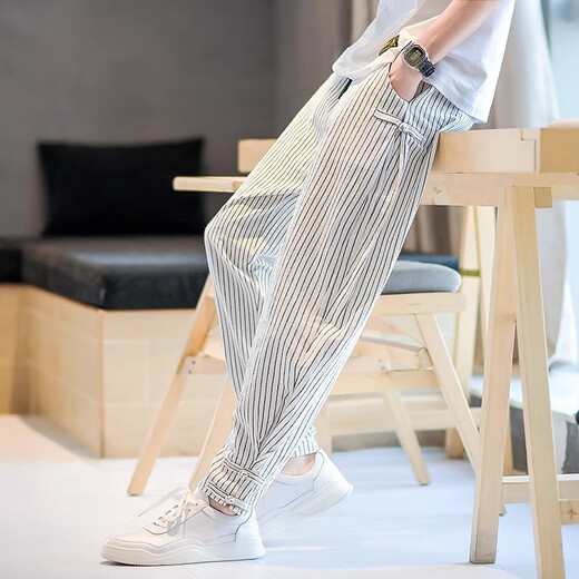 Kurashi Ichiki Ligne de marque Trendy Pantalon décontracté de grande taille pour hommes pantalons recadrés d'été