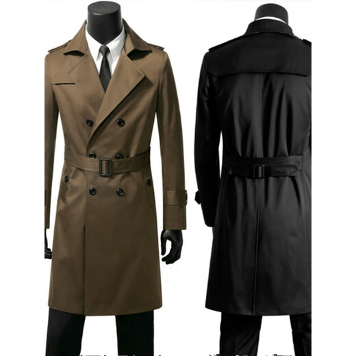 Zhehan World War II German officer uniform windbreaker 2024 new mid-length clothes new spring and autumn men's trench coat dark blue XL