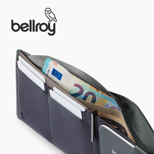 Bellroy澳洲 Travel Wallet春季新款多功能旅行钱包护照夹皮革防盗刷钱包 墨灰绿