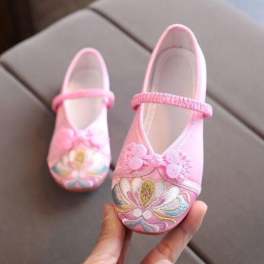 Yu Jin embroidered shoes for girls ancient costume princess embroidered shoes Chinese style old Beijing children's cloth shoes Hanfu shoes dance shoes W622 white 36 inner length 22.3