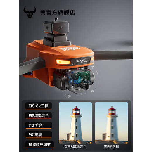 Beast Drone mit Bildschirm Fernbedienung Control Drohne Luftfotografie HD Professionelle High-End 2024 Neue Schwarze Technologie Internet Promi Smart Drone Grundschule Kleinkinder Spielzeugflugzeugflugzeug Beast 3 Double Elecic
