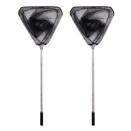 Jia Zhi Big Fishing Net Thickened Stainless Steel Fishing Net Black Pit Giant Foldable Net Pocket Portable Fishing Net Telescopic Rod 2.5m 41cm Stainless Steel Triangular Copying Net
