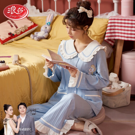 酷章（KUZHANG）睡衣女士春秋款纯棉长袖感可外穿家居服全棉大码2025新款套装 jm3527 均码 m80-98斤