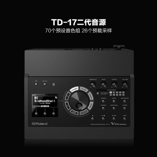 罗兰（Roland）TD-17KV2 电子鼓成人专业演奏练习 演出通用电架子鼓 5鼓4镲+音箱+赠耳机