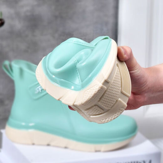 Sauerstoff Frauen Regenschuhe Anti-Rutsch-Mode-Regenschuhe Frauen tragen wasserdichte und rutschfeste Internet-Promi-Wasserschuhe kurze Röhre Dicke Sohle Gummischuhe 650 Fruchtgrün Schuss One Size 36