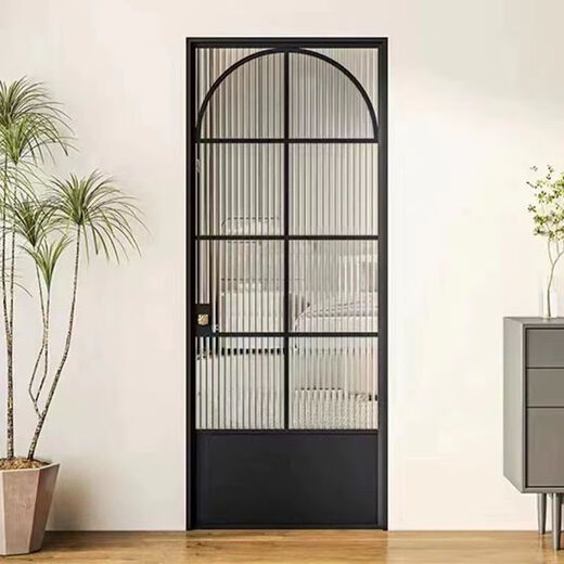 勤凯法式复古厕所门推拉门合金极窄边滑门玻璃门隔断移门卫生间厨房门 法式复古单包厕所门 珐琅白