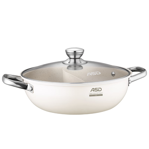 Aistar Olla Caliente Yuanyang Olla Cocina de inducción doméstica Olla Especial Espesada Acero Inoxidable 304 Antiadherente y no fácil de Pegar Olla Caliente Gran Capacidad Antiadherente Olla Caliente Yuanyang 32 cm