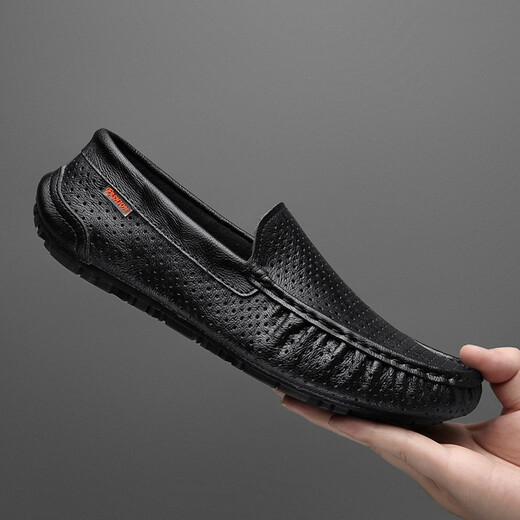 
Qice Doudou shoes men's British fashion lazy driving loafer shoes Internet celebrity soft bottom business formal casual shoes MT9901 black 41