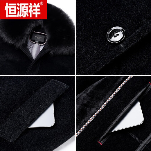 Hengyuanxiang шерстяное мужское зимнее пальто для мужчин среднего и пожилого возраста, хлопковое пальто для пожилых людей, бархатное утолщенное шерстяное пальто, дедушкина одежда, темно-синий (обычный меховой воротник) 2XL 185