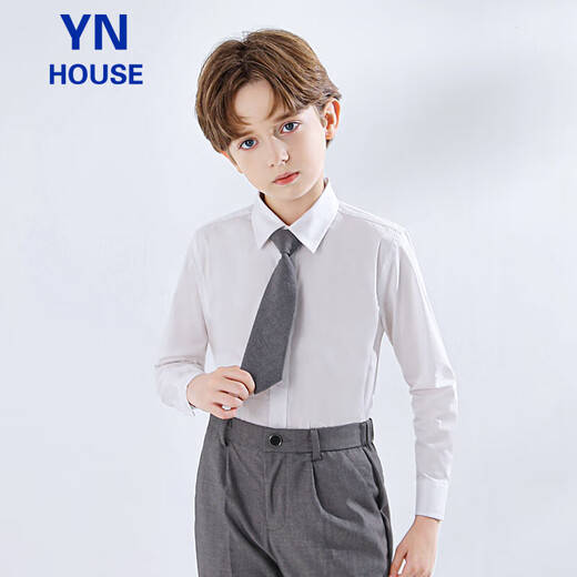 Yinuofang children's shirt white long-sleeved shirt performance clothing bottoming shirt boy shirt white long-sleeved 150CM