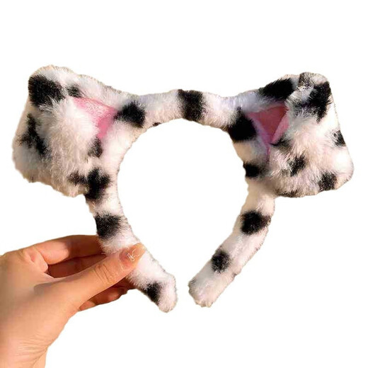 Mr. Ouyang's cartoon brown puppy headband plush simulated Dalmatian dog ear headband live broadcast cos comic exhibition performance props female brown dog headband A10-101