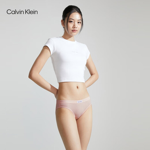 Calvin Klein内衣女士三条装简约布标ck棉质透气性感比基尼三角内裤女QP3129O D4H-太空黑/椰青灰/桃粉色 3条 S