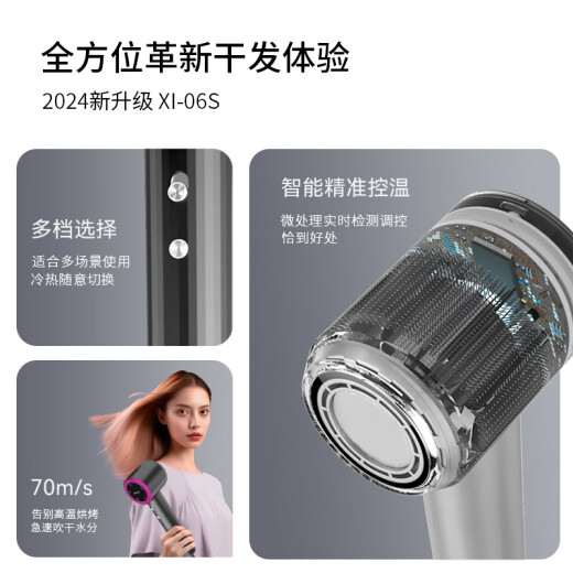 Omuni high-speed hair dryer household high-power protective hair dryer negative ion student pregnant women and children's barber shop special quick-drying low-noise hair dryer does not hurt hair elegant gray [household standard version] gift box