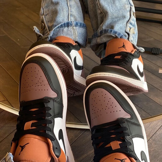 耐克（NIKE）Air Jordan1 aj1 LOW GS 女鞋 黑绿脚趾复古潮流时尚运动鞋板鞋 FB9908-102 白褐紫#不可水洗 38.5